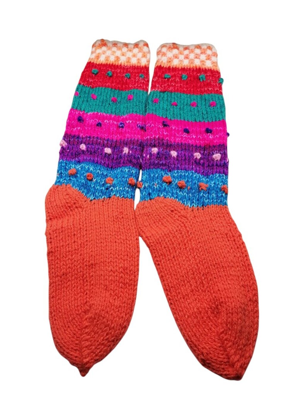 Hand-knitted Andean socks for warm winter in Cusco